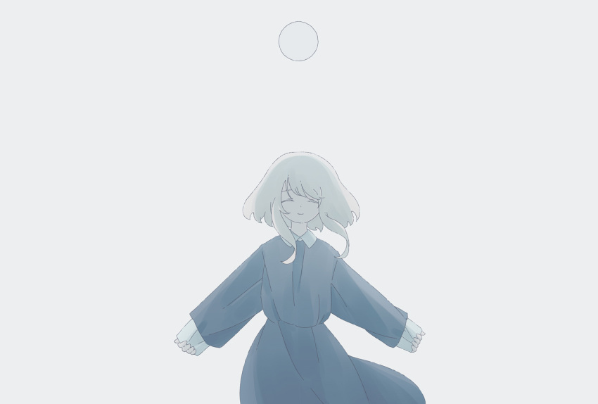 Safebooru - 1girl blue dress closed eyes dress facing viewer medium ...