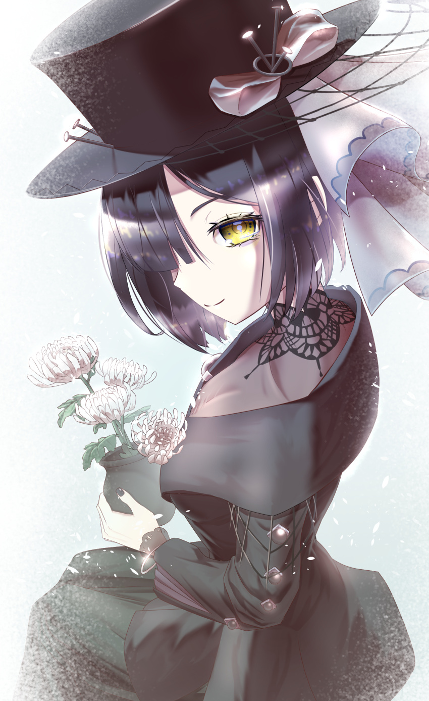 Safebooru - 1girl absurdres black hair black hat black jacket black ...
