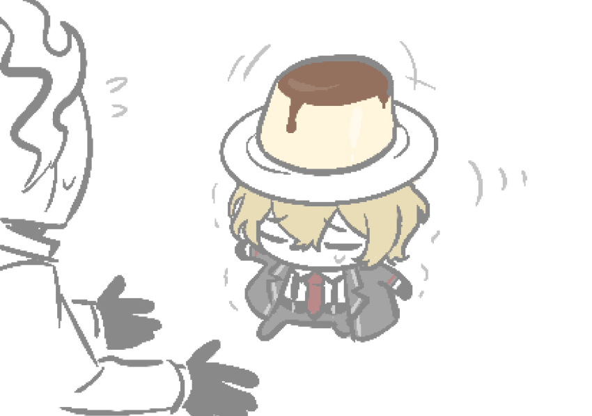 Safebooru - 1boy 1other balancing on head black pants blonde hair clock ...
