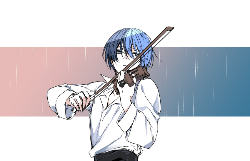 Safebooru 1boy Aoyagi Touya Blouse Blue Eyes Blue Hair Blue Shirt Commentary Request Frost 5769