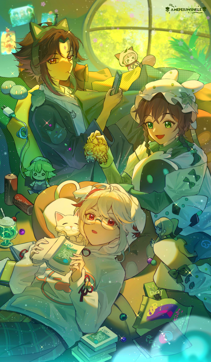 Safebooru - 3boys absurdres aether (genshin impact) animal ears animal ...