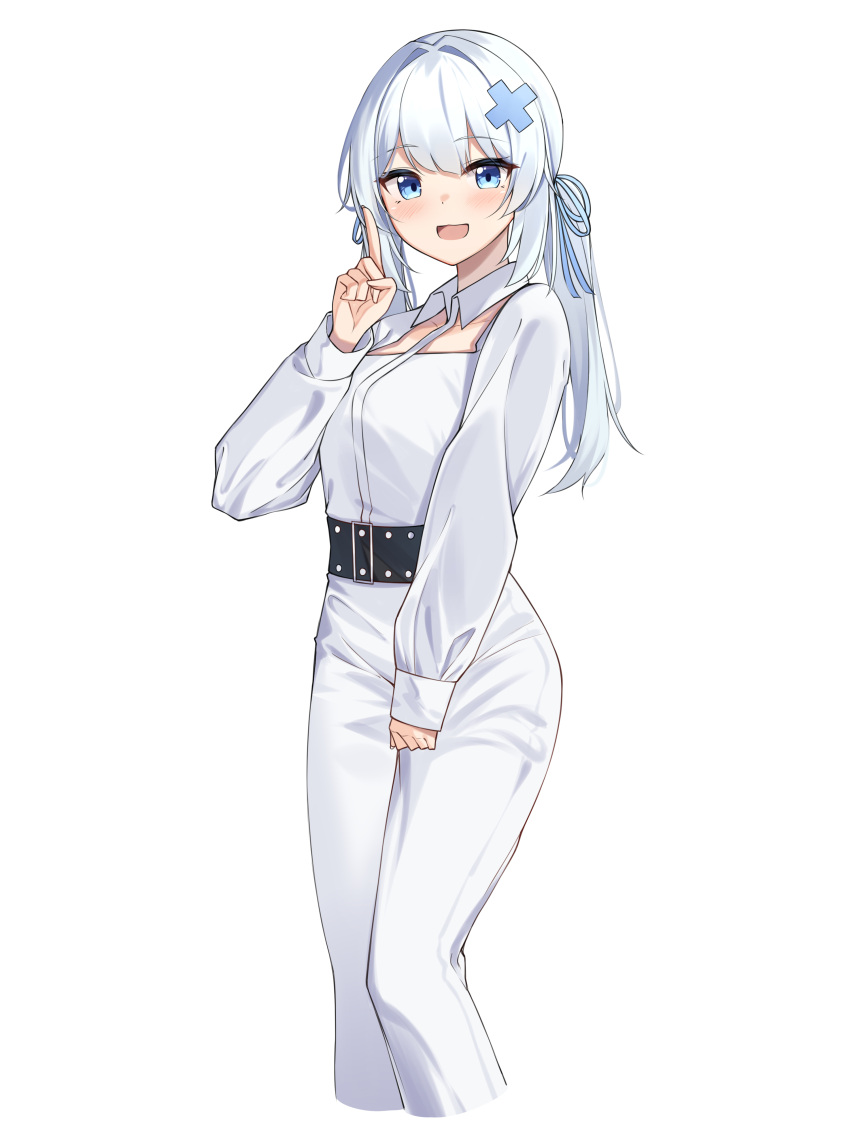 Safebooru 1girl D Absurdres Bangs Belt Blue Eyes Blush Cropped Legs