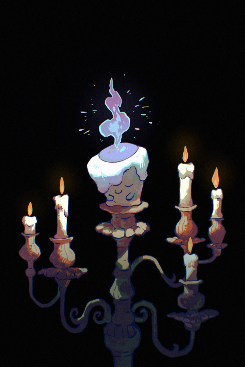 Safebooru - absurdres black background candelabra candle candlestand ...