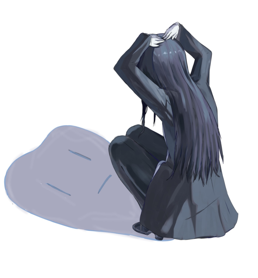 Safebooru - 1girl ado (utaite) black coat black hair black pants cat ...