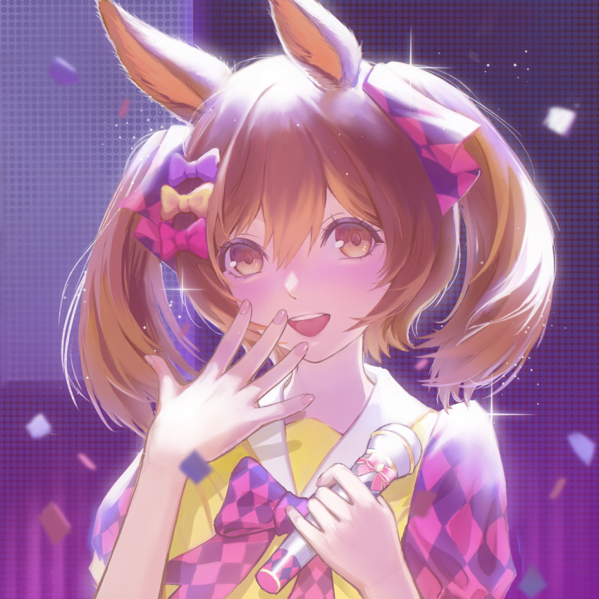Safebooru - blush bow facing viewer hand on own face happy highres ...