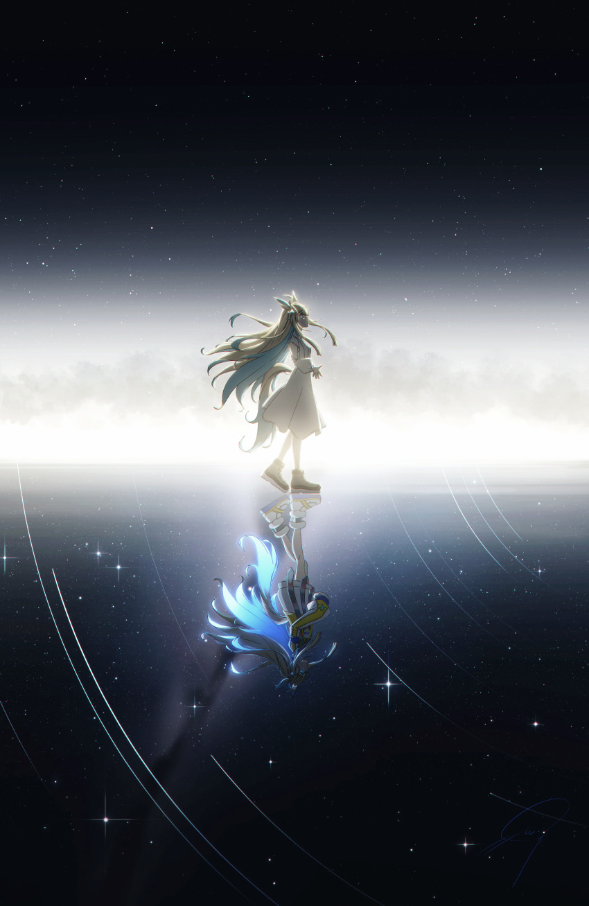 Safebooru - 1girl absurdres animal ears commentary different reflection ...
