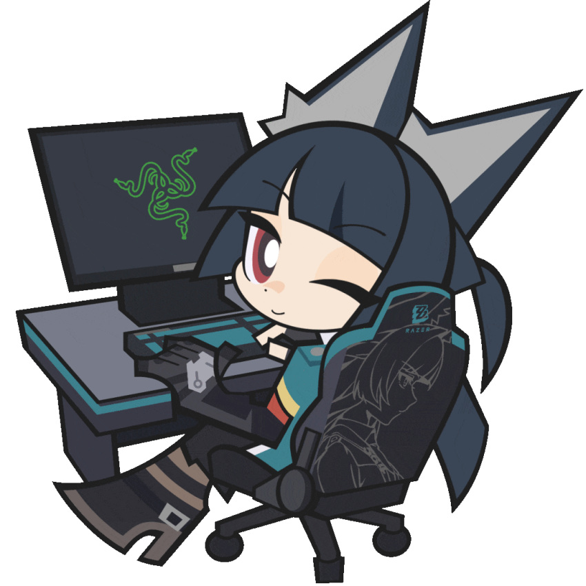 Myabi Chair Razer Safebooru - 1girl animal ears animated animated gif aqua jacket at ...