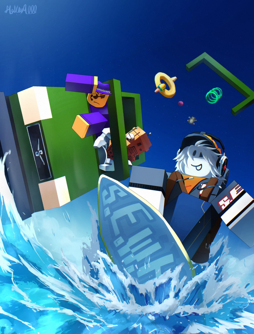 Safebooru - 3others ambiguous gender blue sky builderfan car clear sky ...