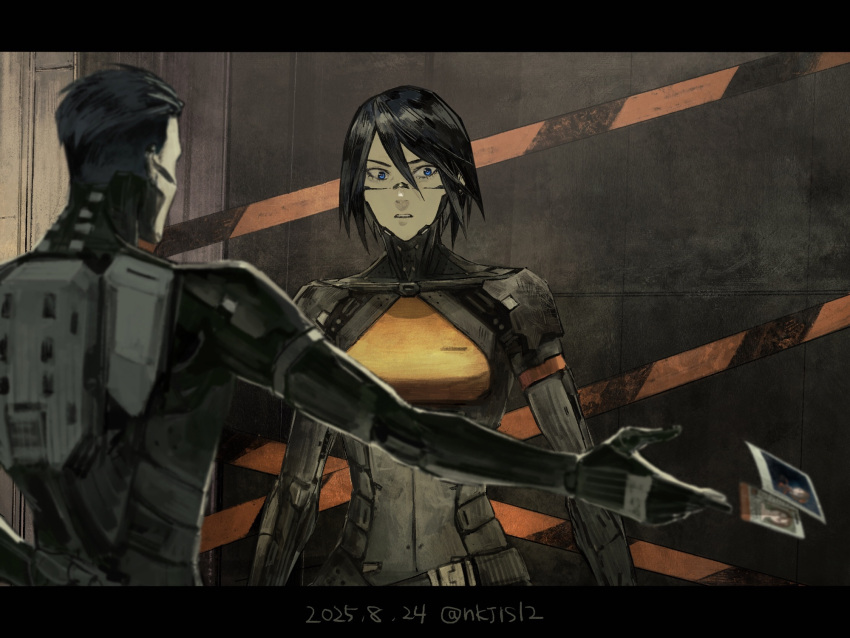 Safebooru - 1boy 1girl adler (signalis) android black hair blue eyes ...