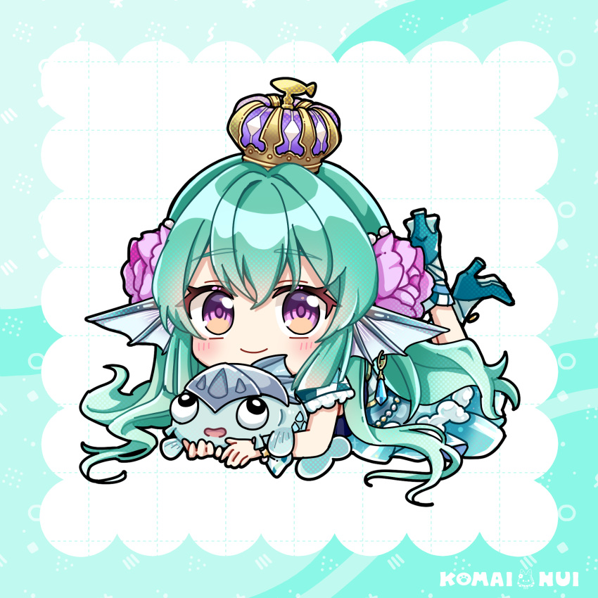 Safebooru - 1girl aqua background aqua shoes aqua skirt artist name ...