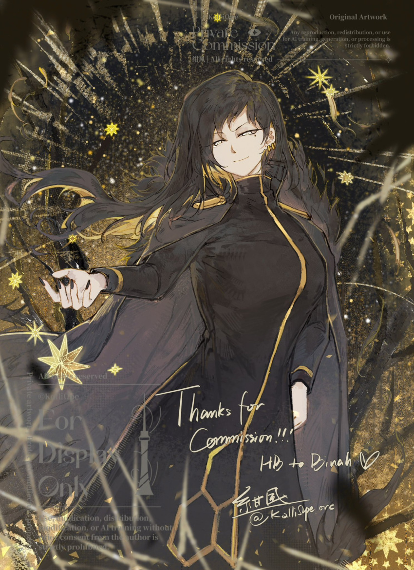 Sample Signagure Safebooru - 1girl asymmetrical hair binah (project moon) black coat ...