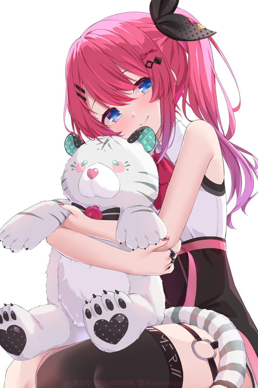 Safebooru - 1girl black shorts black thighhighs blue eyes collared ...