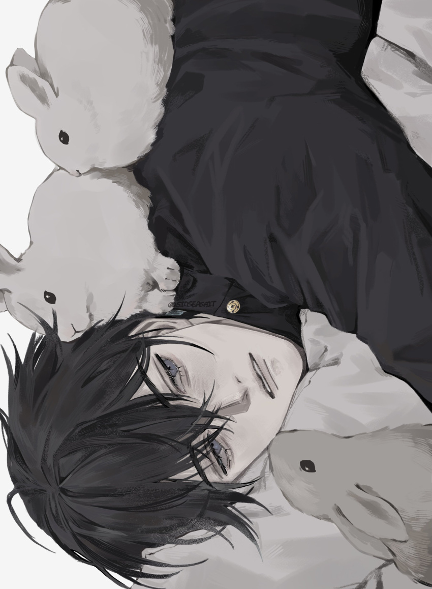 Safebooru - 1boy absurdres alternate hairstyle black hair ...
