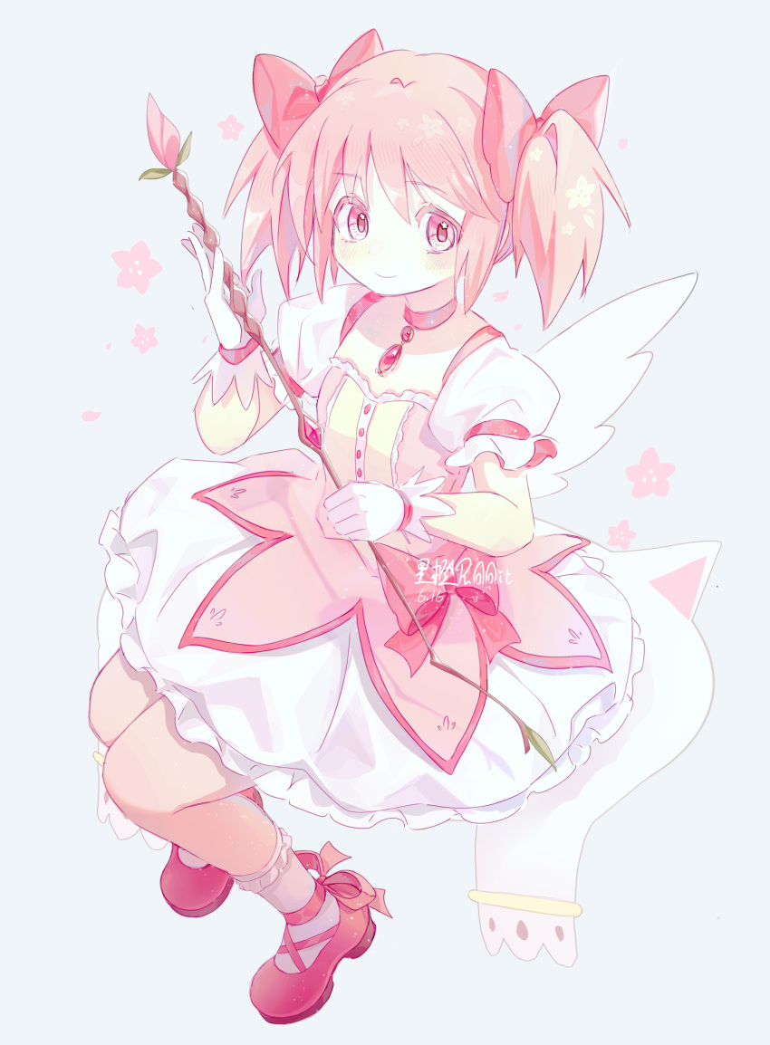 safebooru-1girl-absurdres-angel-wings-bow-bubble-skirt-buttons-choker