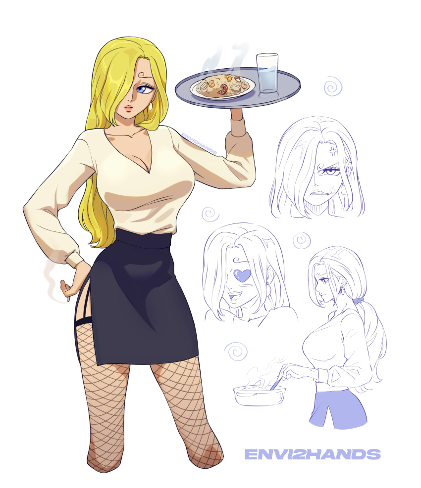 Safebooru 1girl Absurdres Angry Blonde Hair Blue Eyes Cooking Curly Eyebrows Earrings 1126