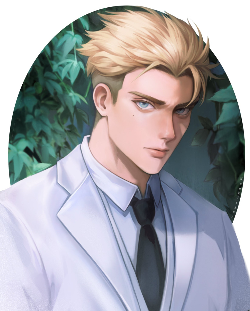 Safebooru 1boy Black Necktie Blonde Hair Blue Eyes Closed Mouth Collared Shirt Highres Jacket 3968