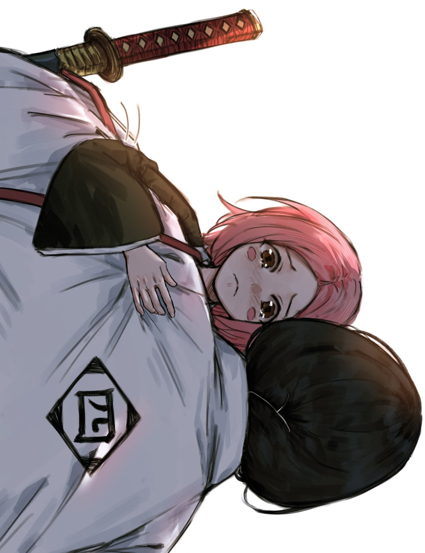 Safebooru - 2girls anima tion 1 backlighting black hair bleach brown ...