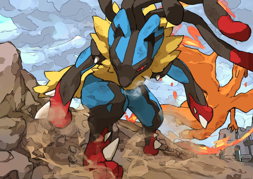Safebooru - aomon (yuuji7604) black fur blue fur body fur charizard ...