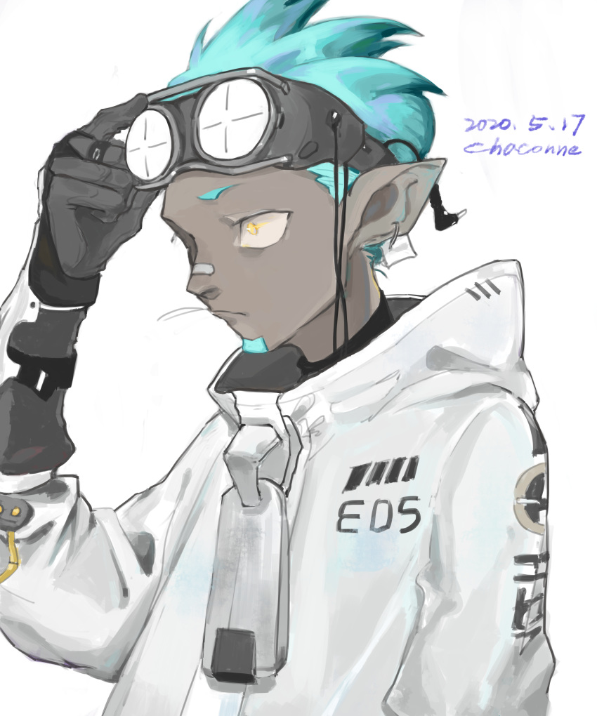 Safebooru - 1boy absurdres aqua hair arknights black gloves blue hair ...