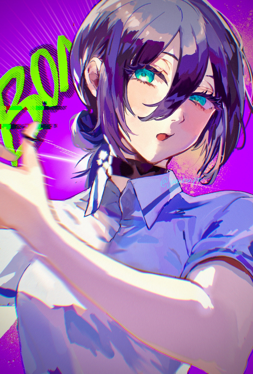 Safebooru - 1girl black choker blue eyes chainsaw man choker collared ...