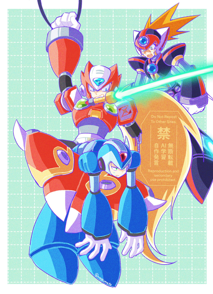 Safebooru - 3boys absurdres adversarial noise armor axl (mega man ...