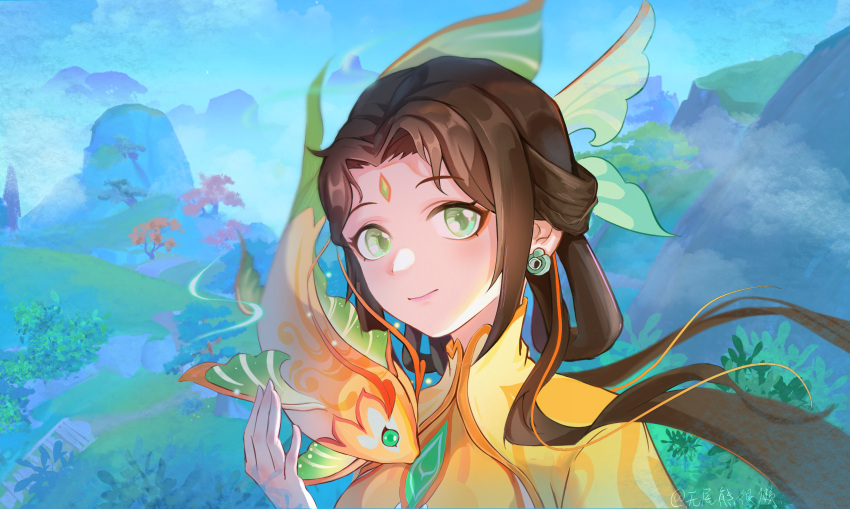 Fujin Face Safebooru - 1girl absurdres brown hair chinese clothes closed mouth ...