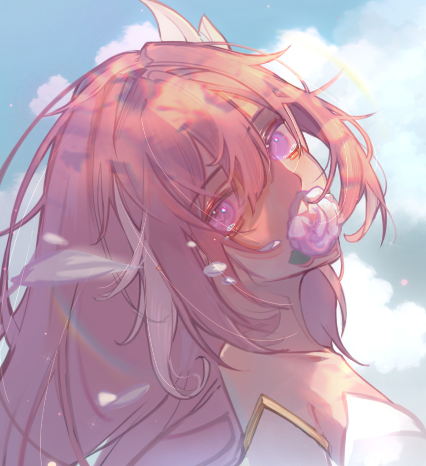 safebooru-1girl-blue-sky-chinese-commentary-clouds-commentary-request