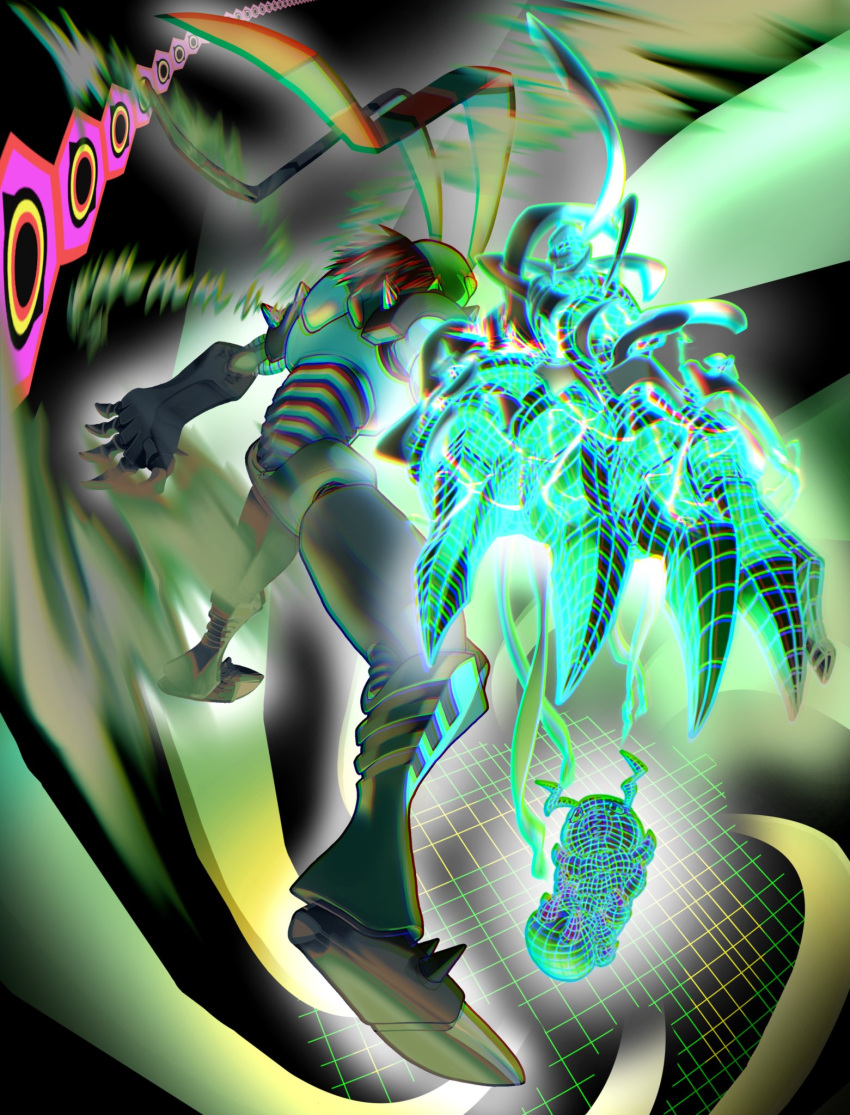 Safebooru - digimon digimon (creature) green skin grid background ...