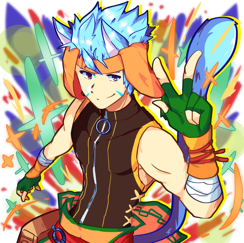 Safebooru - 1boy animal ears blue hair cat boy cat ears commentary ...