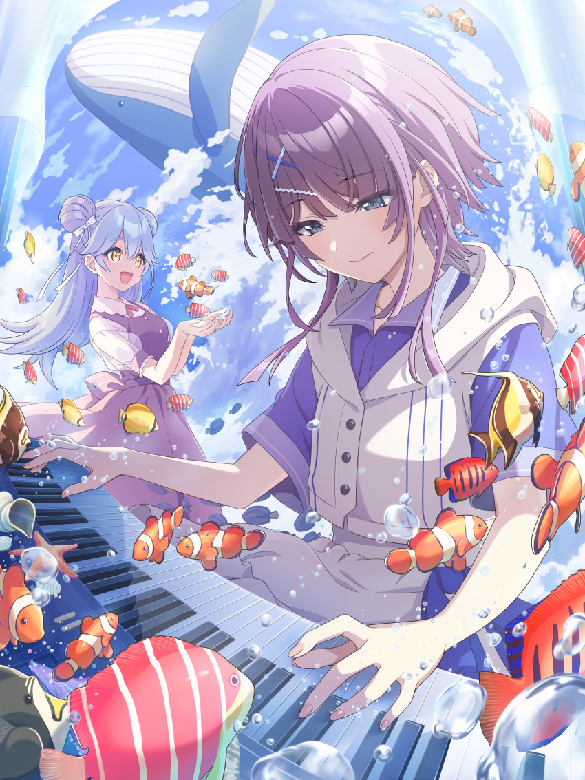 Nagi Fish Safebooru - 2girls absurdres agarie nagi aqua hair artist request blue ...
