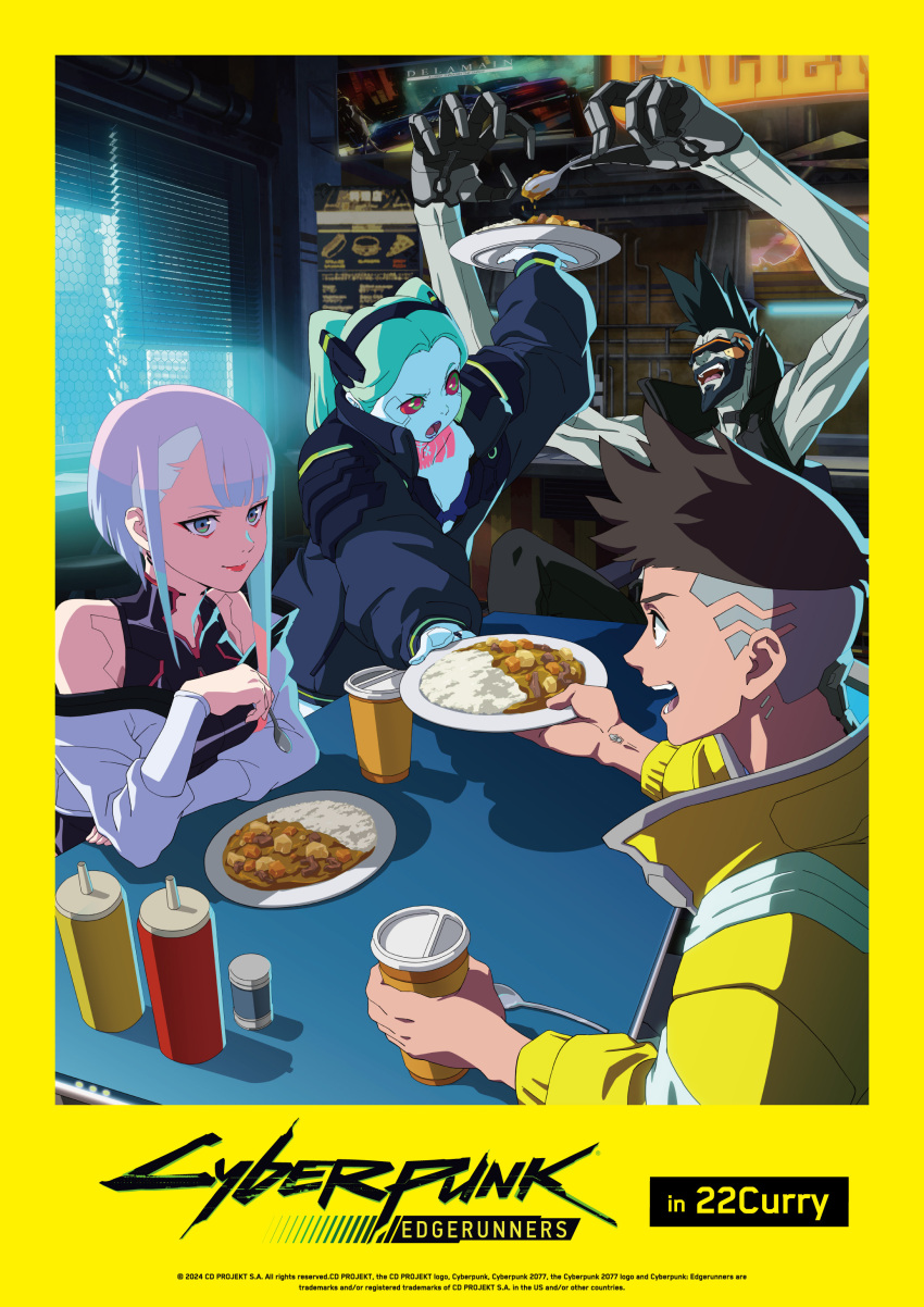 Safebooru - 2boys 2girls absurdres breasts colored sclera commentary ...
