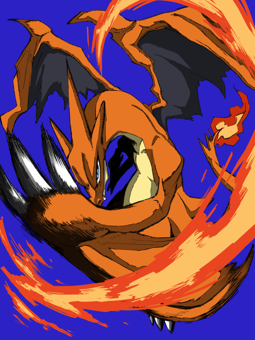 Safebooru - aqua eyes blue background charizard claws closed mouth ...