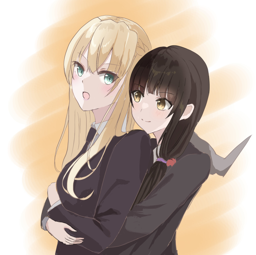 Safebooru - 2girls asakura karen (heaven burns red) black hair blonde ...