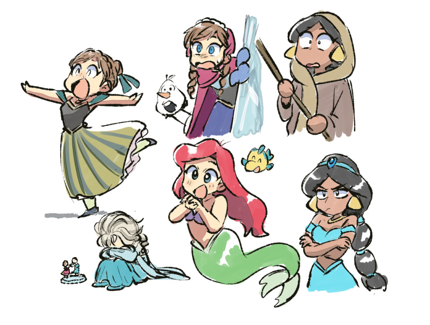 Safebooru - 2others 4girls ahoge aladdin (disney) aladdin (movie) anna ...