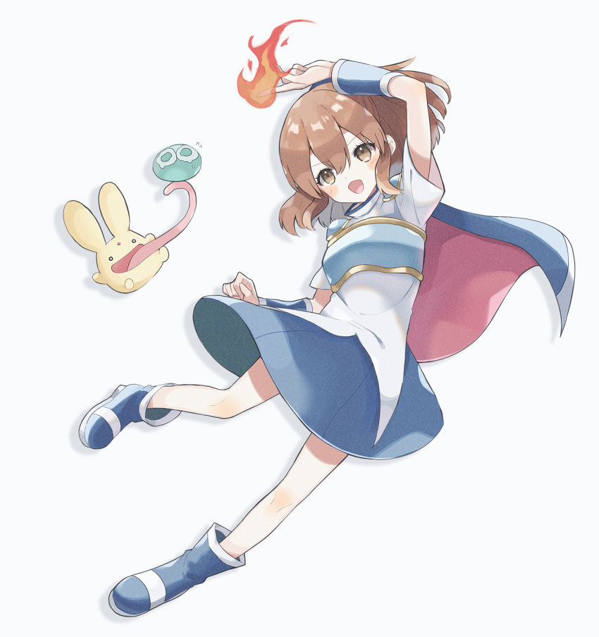 Safebooru 1girl Arle Nadja Arm Up Armor Blue Cape Blue Footwear Blue Skirt Blue Wristband 2832