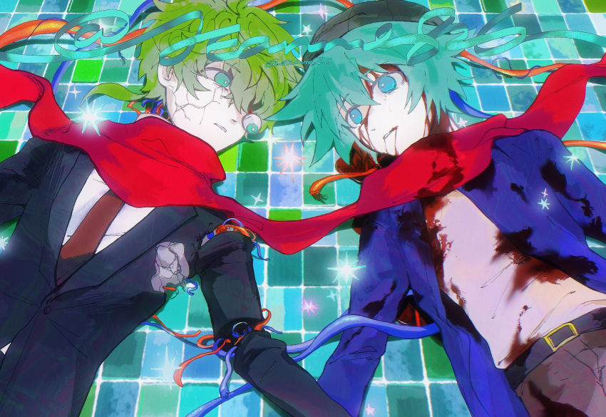 Safebooru - 2boys aeanne android aqua eyes aqua hair artist name beanie ...