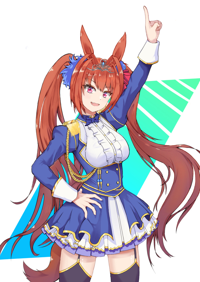 Simples Background Examples Safebooru - animal ears arm up black thighhighs breasts center frills ...