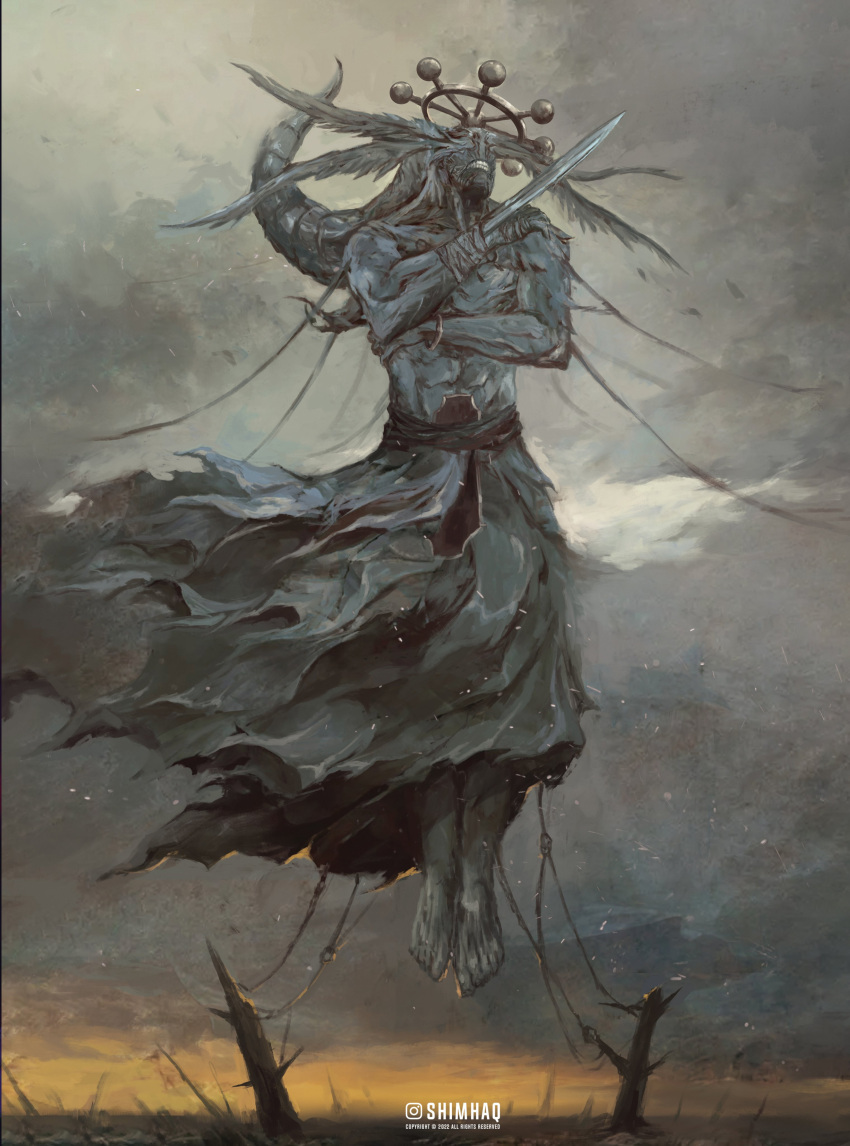 Safebooru - absurdres artist name bare tree clouds cloudy sky feathered ...