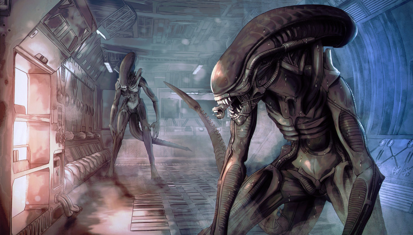 Safebooru - absurdres alien (movie) black skin colored skin fog highres ...