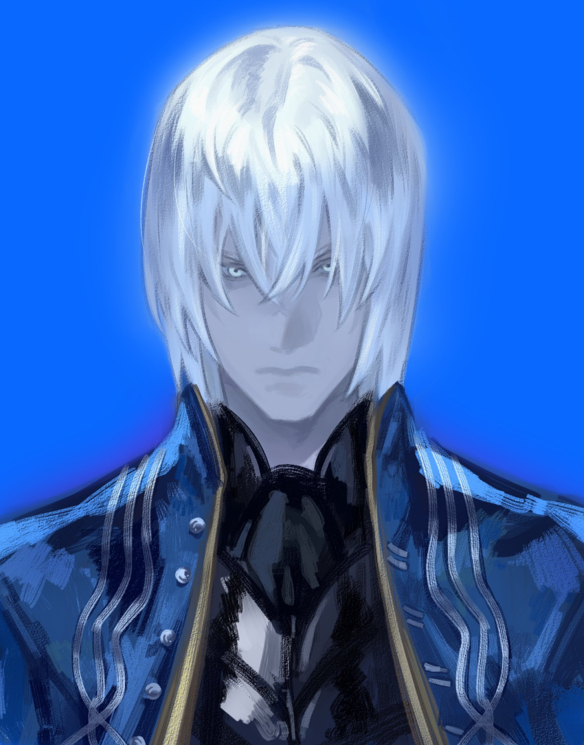 Safebooru 1boy Blue Coat Blue Eyes Closed Mouth Coat Devil May Cry Series Devil May Cry 3 9876