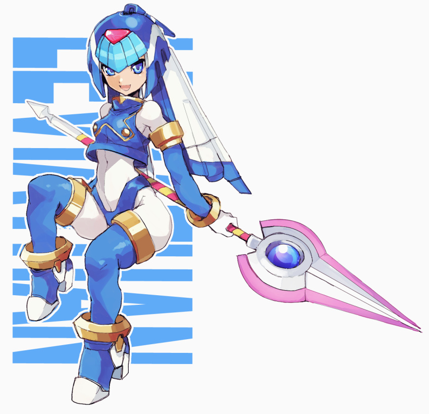 Safebooru - 1girl android armor blue armor blue eyes blue footwear blue ...
