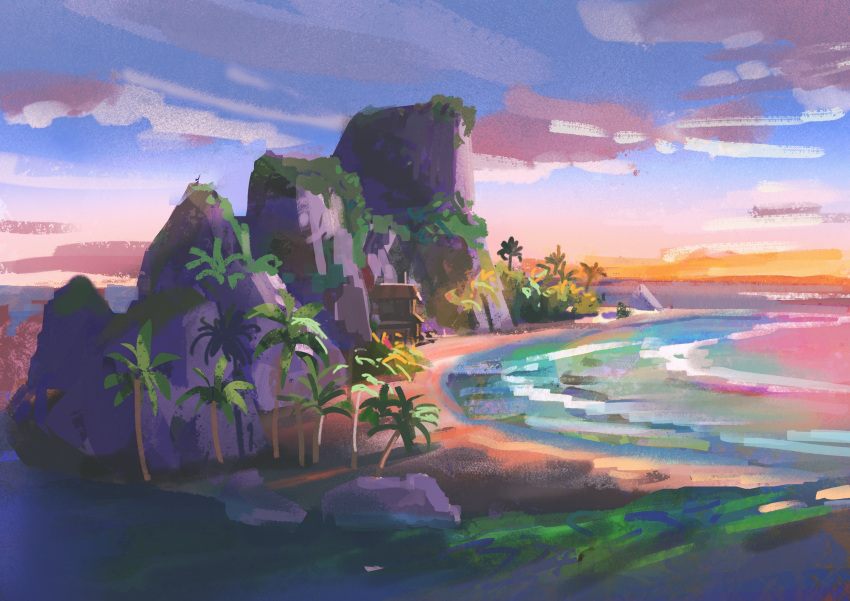 Shadow Shore Safebooru - absurdres beach blue sky clouds cloudy sky highres horizon ...