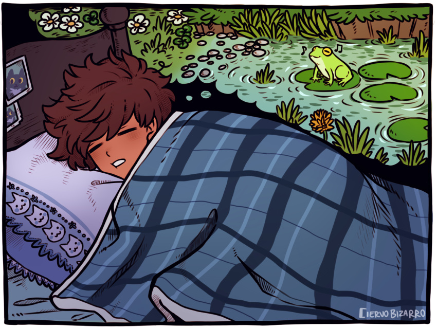 Safebooru - 1girl amphibia anne boonchuy artist name bed blanket brown ...