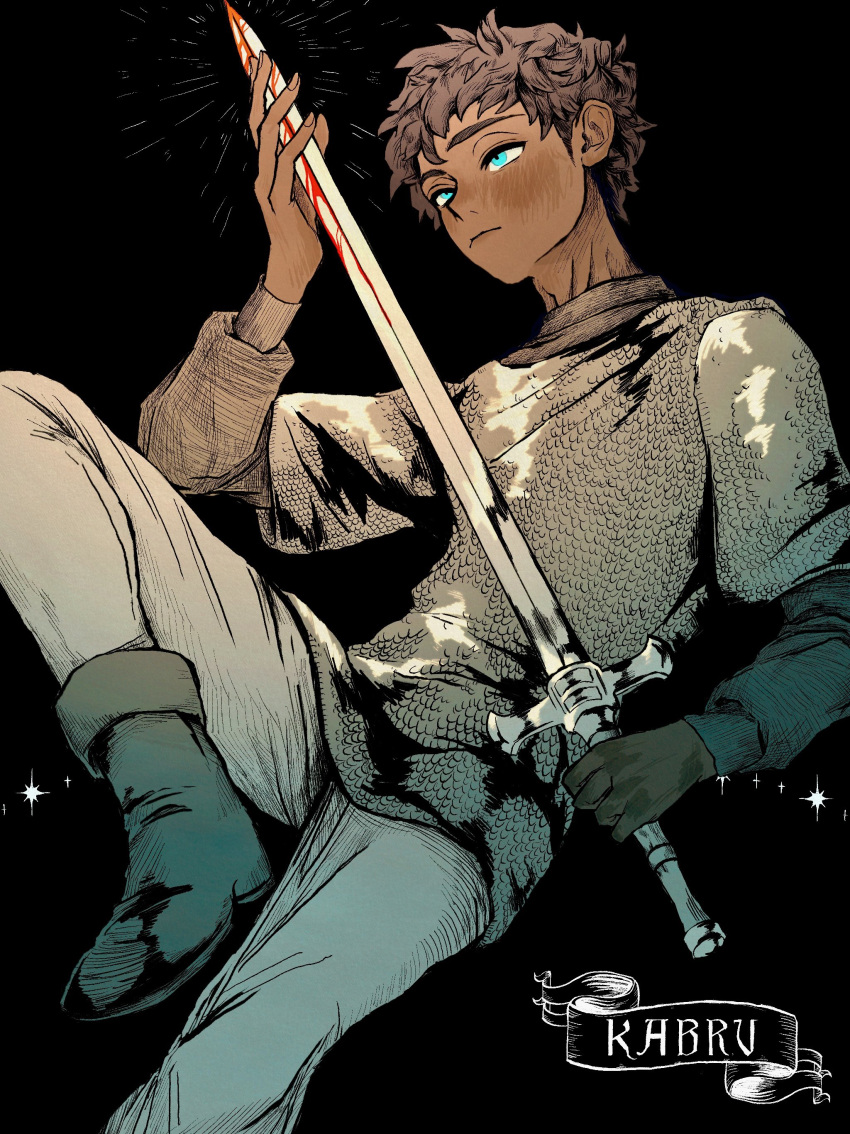 Safebooru - 1boy absurdres armor black hair blood blood on weapon blue ...