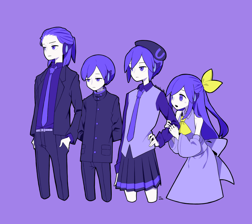 Safebooru - 2boys 2girls absurdres arm grab arms behind back ascot ...