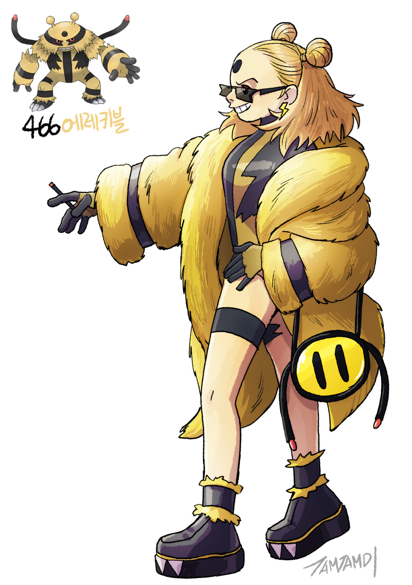 safebooru-1girl-black-footwear-blonde-hair-coat-double-bun-earrings