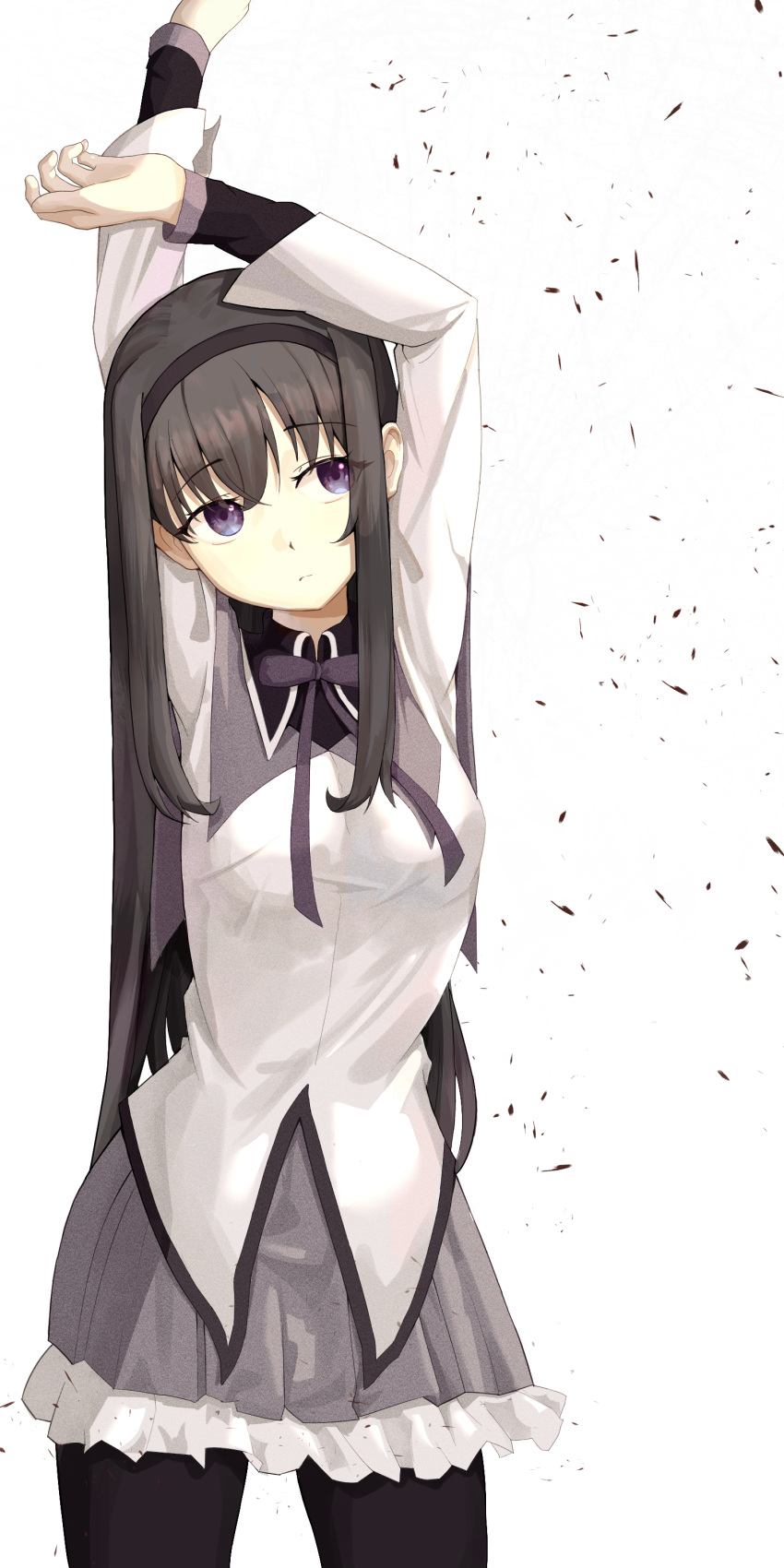 Safebooru - 1girl absurdres akemi homura arm on own head arm up black ...
