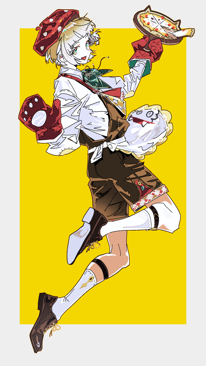 Safebooru 1boy d absurdres apron aqua eyes aqua neckerchief beret