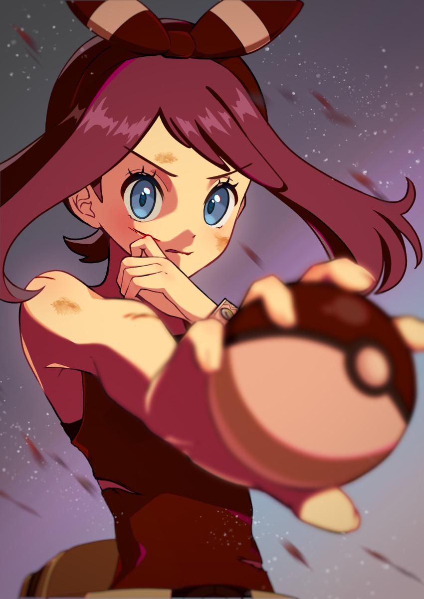 Pokemon Injury Safebooru - 1girl absurdres bandana blue eyes blurry blurry foreground ...