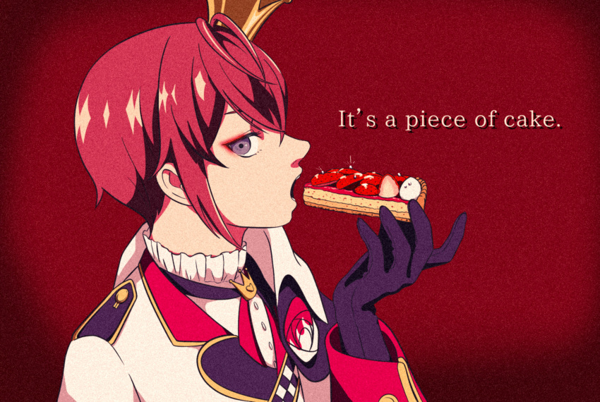 Safebooru - 1boy cake cheesecake crown eating english text food gloves ...